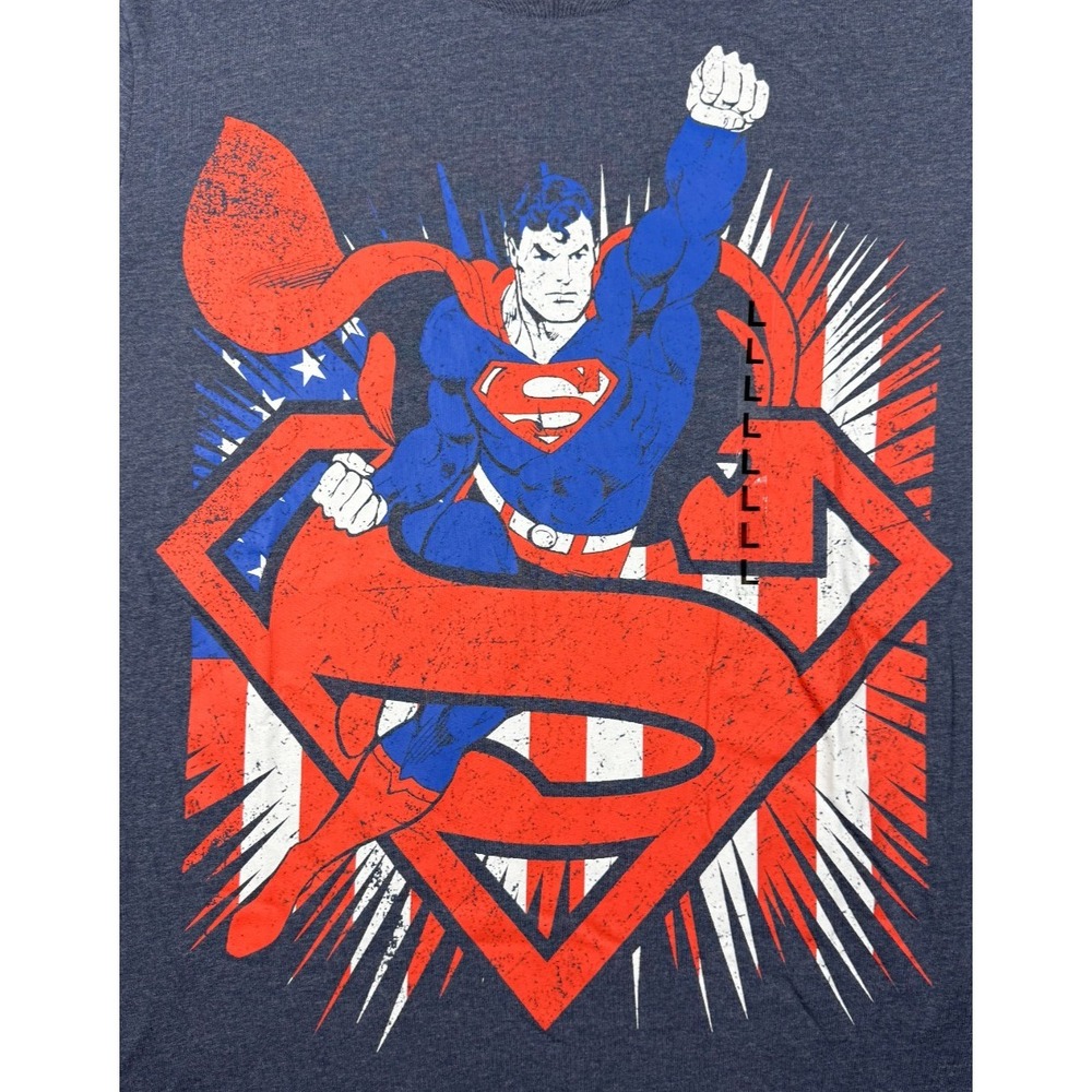 DC Comics Superman Patriotic Graphic T-Shirt Blue Mens Large WRSM093MSC3A